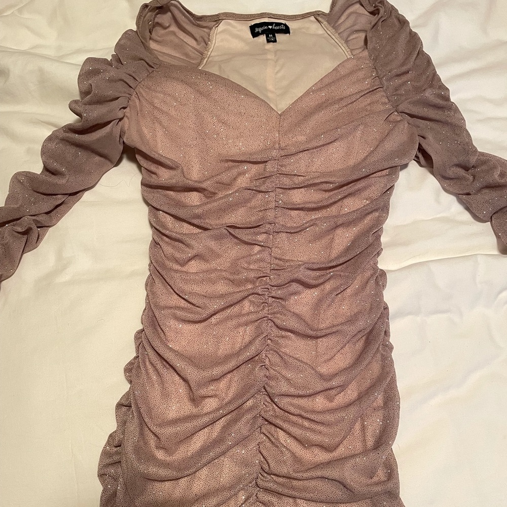 Glitter Bodycon Rouched Mini Dress